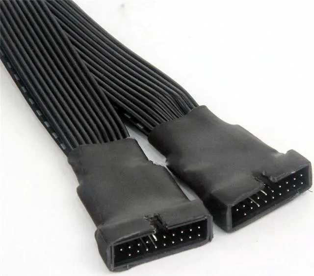 Alt view image 3 of 3 - USB 3.0 19Pin/20Pin female to male Y Splitter motherboard extension Flat cable