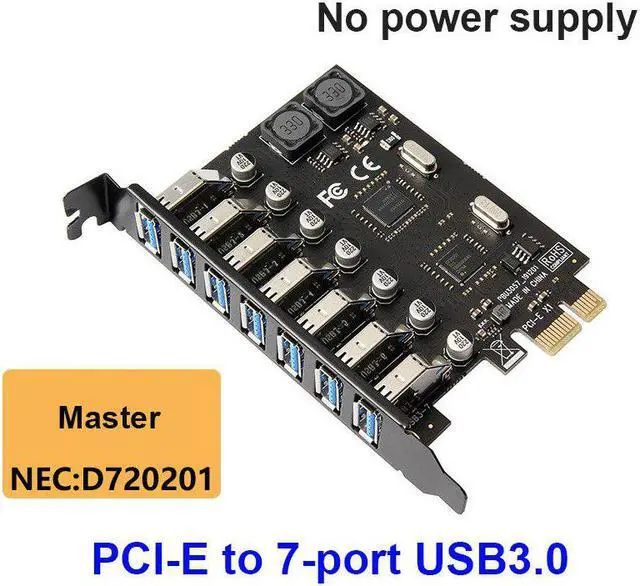 Alt view image 2 of 6 - 7 port USB 3.0 PCI-E Expansion Card PCI express PCIe USB 3.0 hub adapter 7-port USB3.0 controller USB 3 0 PCI e PCIe express x1