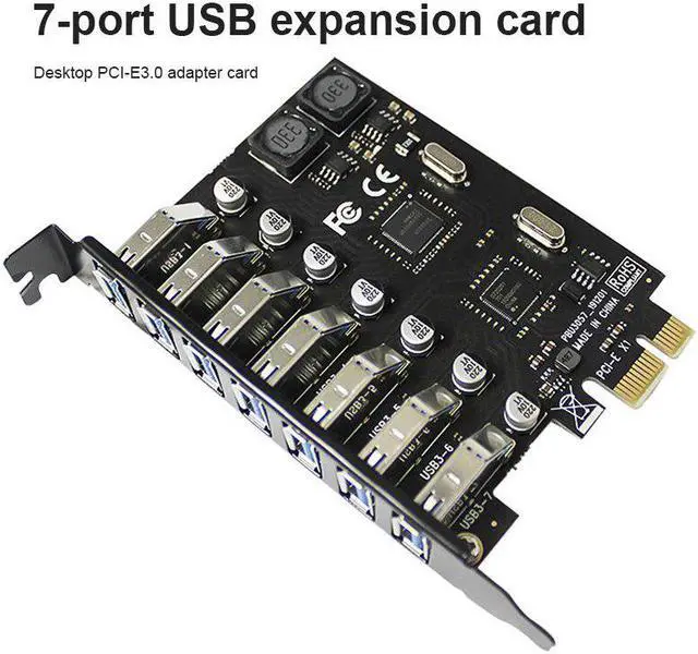 Main image of 7 port USB 3.0 PCI-E Expansion Card PCI express PCIe USB 3.0 hub adapter 7-port USB3.0 controller USB 3 0 PCI e PCIe express x1