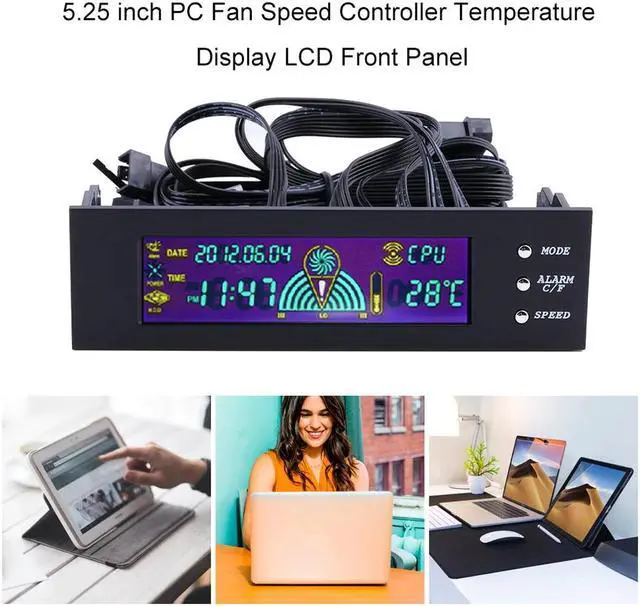 Alt view image 3 of 6 - 1PCS LCD Panel CPU Fan Speed Controller Temperature Display 5.25 inch PC Fan Speed Controller