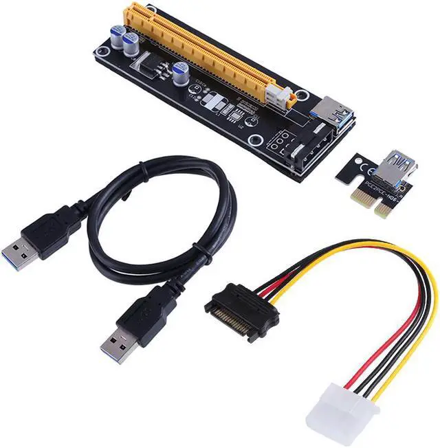 Main image of 60cm USB3.0 PCI-E Riser Card SATA 15Pin Male to 4Pin Power 1X/16X PCIe Extender Professional Mining Tool for Bitcoin Miner-006
