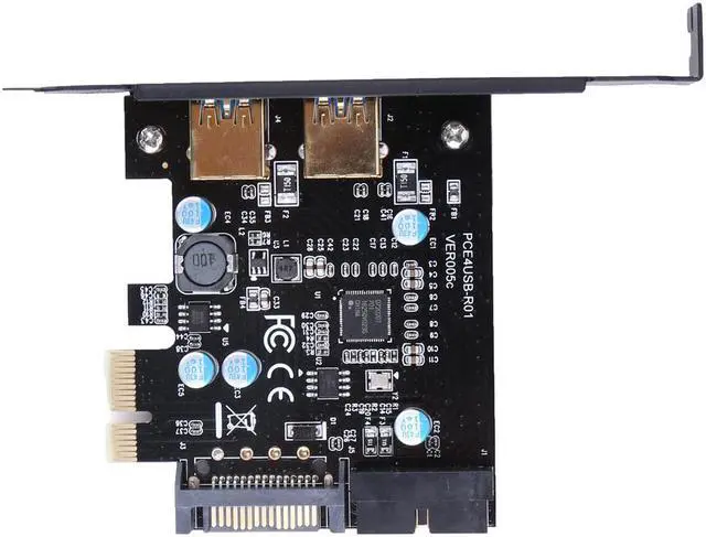 Alt view image 3 of 6 - Super Speed USB 3.0 Expansion Card PCI-E 2 Port PCI Express Expansion Cards 19-Pin Power Connector for Desktops PC with Drive CD
