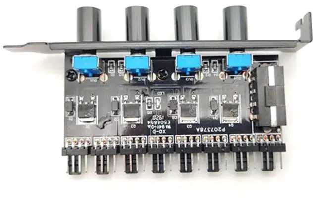 Alt view image 4 of 6 - Extension Cable Splitter Adapter Controller 8 Channels 4 Knobs CPU Cooler PC Case Cooling Fan Speed Controller PCI Bracket