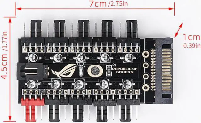 Alt view image 5 of 7 - Motherboard 1 to 10pin fan 4 Pin PWM Cooler Fan HUB Splitter Extension 12V Power Supply Socket PC Speed Controller Adapter SATA Power Supply