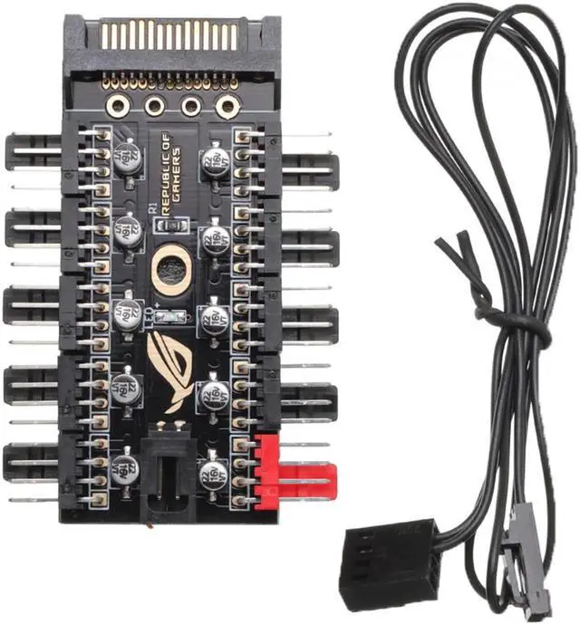 Alt view image 2 of 7 - Motherboard 1 to 10pin fan 4 Pin PWM Cooler Fan HUB Splitter Extension 12V Power Supply Socket PC Speed Controller Adapter SATA Power Supply