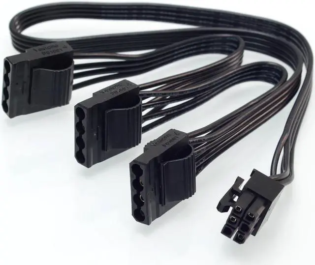 Alt view image 2 of 3 - PCI-e 6Pin 1 to 3 IDE Female Power Supply Cable GPU 6Pin to 4Pin Molex Port Multiplier For Seasonic KM3 Series