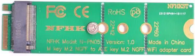Alt view image 2 of 4 - M.2 M key to A + E Key NGFF slot WIFI Wireless Network Card M2 NGFF PCI express to E key slot Adapter