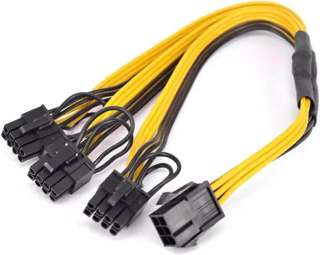 Main image of PCIe GPU 6pin 1 to 3 port 6+2Pin Female to Male Extension Cable PCI express Graphics card 6Pin to 8pin power supply cord for BTC