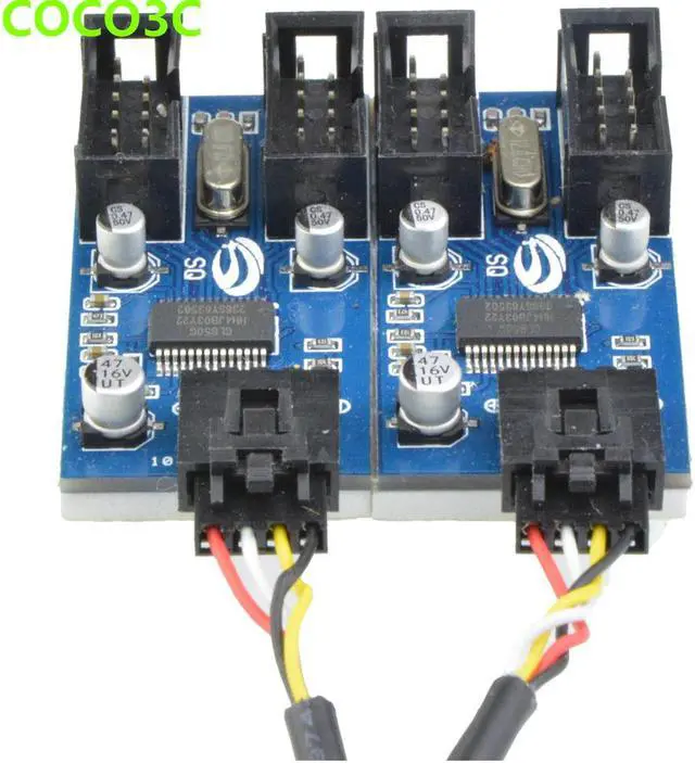 Alt view image 3 of 6 - 9pin USB header Male 1 to 4 Female Extension Cable Card Motherboard 9-Pin USB HUB USB 2.0 9 pin Connector Adapter Port Multilier
