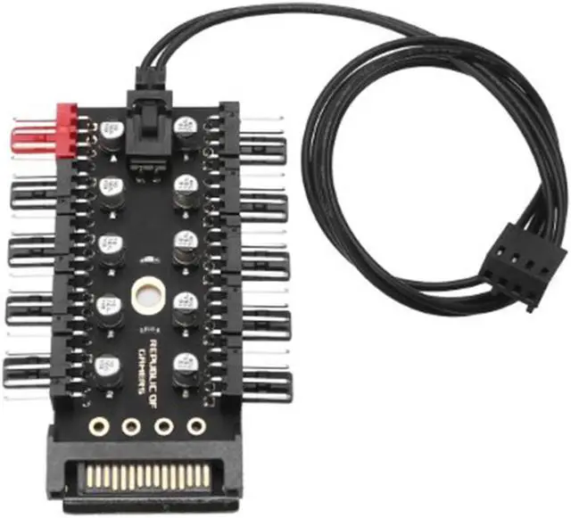Alt view image 2 of 6 - PC 1 to 10 4Pin Cooling Fans Hub Splitter Cable 12V PWM LED Sata Power Suppply Adapter Speed Controller For Computer