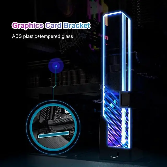 Alt view image 4 of 6 - New ARGB Graphics Card Bracket GPU Jack Bracket Desktop Computer Chassis Graphics Card Water Cooling Kit Cooling Support Bracket