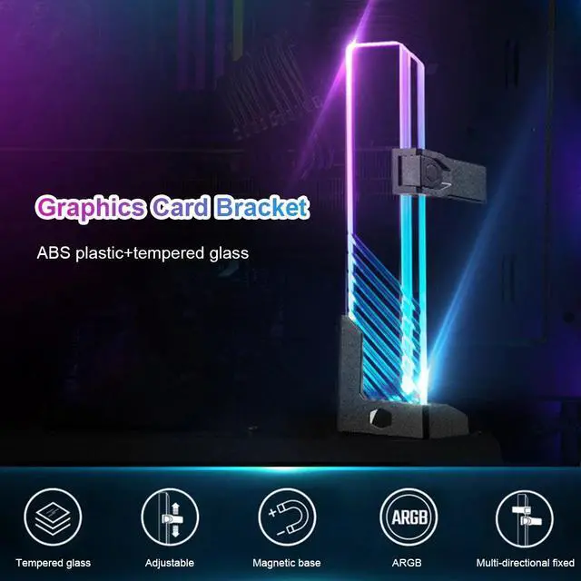 Alt view image 3 of 6 - New ARGB Graphics Card Bracket GPU Jack Bracket Desktop Computer Chassis Graphics Card Water Cooling Kit Cooling Support Bracket