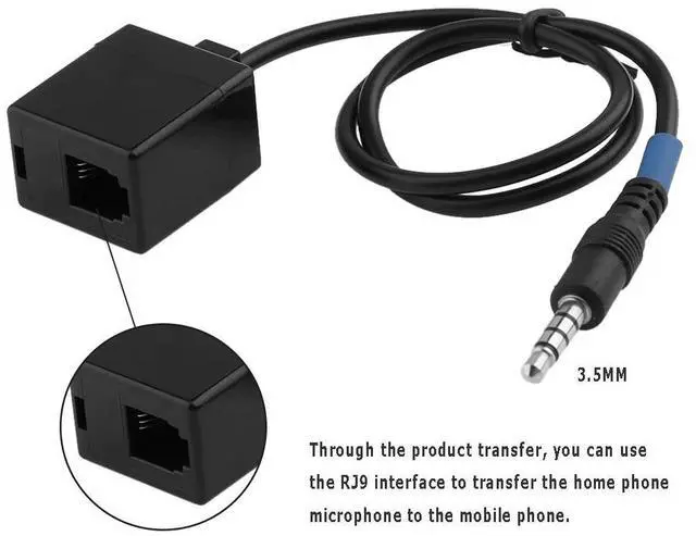 Alt view image 4 of 6 - 3.5mm Male Jack to RJ9 4P4C Female Adapter Converter Extension Cable Wire with 3.5mm TRRS male port for Cisco Telephone