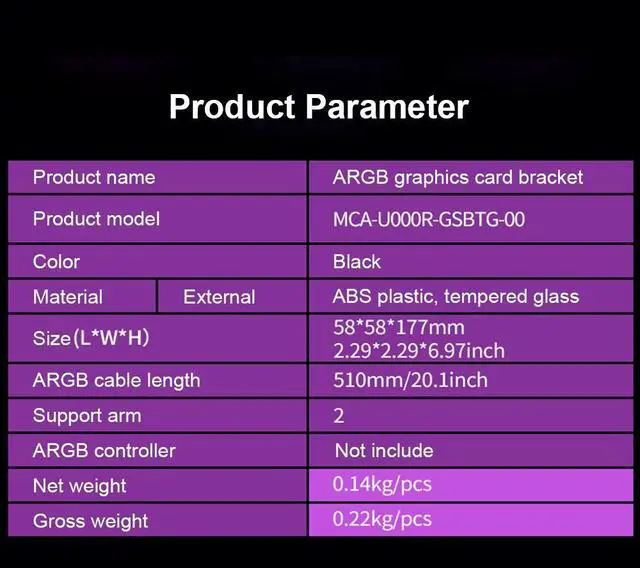 Alt view image 6 of 6 - New ARGB Graphics Card Bracket GPU Jack Bracket Desktop Computer Chassis Graphics Card Water Cooling Kit Cooling Support Bracket