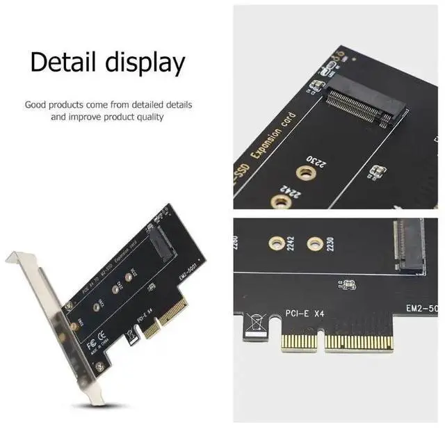 Alt view image 5 of 6 - M key M.2 NVMe SSD to PCIe Adapter Card PCI Express 3.0 x4 2230 2242 2260 2280 Size M.2 SSD Riser Card support PCI-E X4, X8, X16