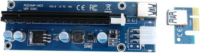 Alt view image 2 of 6 - Expansion Converter USB 3.0 PCI-E Express 1x  Extender Riser Card Adapter 6PIN Power Cable for Bitcoin Miner Mining