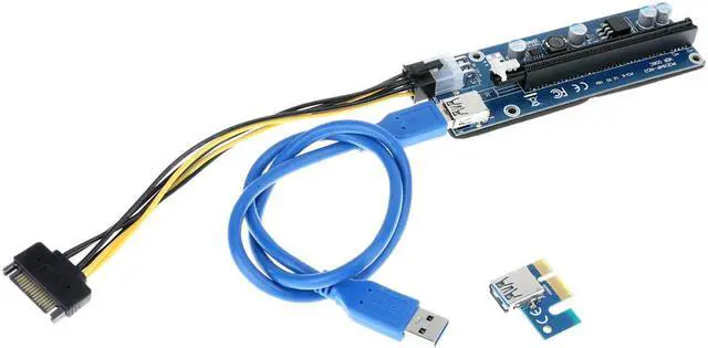 Alt view image 3 of 6 - Expansion Converter USB 3.0 PCI-E Express 1x  Extender Riser Card Adapter 6PIN Power Cable for Bitcoin Miner Mining