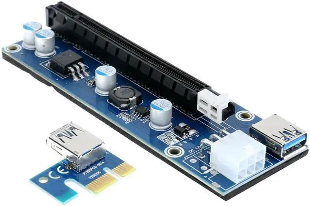 Alt view image 6 of 6 - Expansion Converter USB 3.0 PCI-E Express 1x  Extender Riser Card Adapter 6PIN Power Cable for Bitcoin Miner Mining