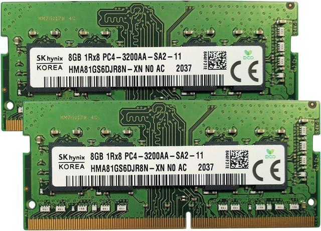 SK Hynix HMA81GS6DJR8N-XN 16GB (2X8GB) DDR4-3200MHz CP4-25600 SO-DIMM  Memory Module