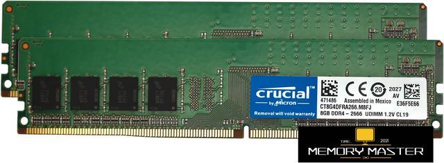 Crucial 16GB(2X8GB) Desktop Memory DDR4 NON ECC 1.2V CL19 2666MHz