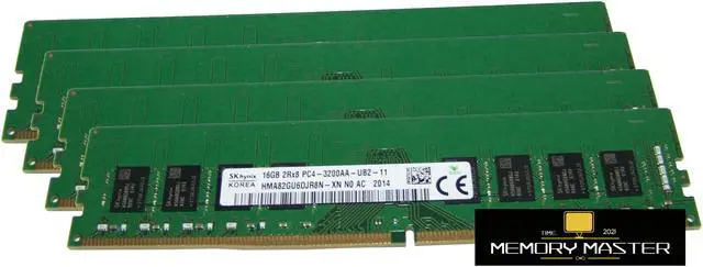 Main image of SK Hynix 64GB(4X16GB) HMA82GU6DJR8N-XN DDR4 3200 2Rx8 PC4-3200AA UB2 Desktop PC Memory