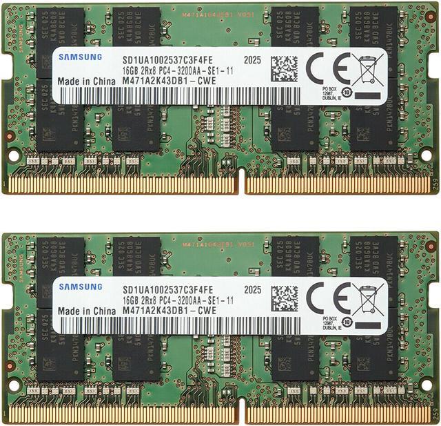 Samsung 32GB (2X16GB) DDR4 PC4-25600 3200MHz 260 PIN SODIMM 1.2V