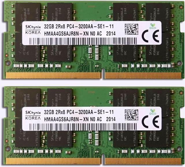 64GB (2X32GB) Hynix HMAA4GS6AJR8N-XN DDR4 3200MHz SODIMM 260-pin Laptop  Memory RAM PC4-3200AA 3200 1.2V