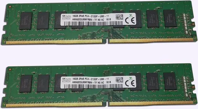 Main image of SK Hynix 32GB 2X16GB DDR4-2133 UDIMM PC4-17000P RAM - Memory HMA82GU6MFR8N-TF