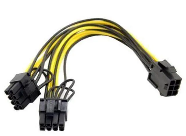Alt view image 5 of 6 - PCI-E PCI Express ATX 6Pin Male to Dual 8Pin & 6Pin Female Video Card Extension Splitter Power Cable PW-185