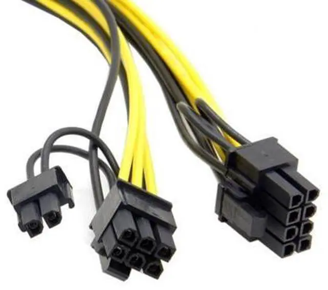Alt view image 2 of 6 - PCI-E PCI Express ATX 6Pin Male to Dual 8Pin & 6Pin Female Video Card Extension Splitter Power Cable PW-185