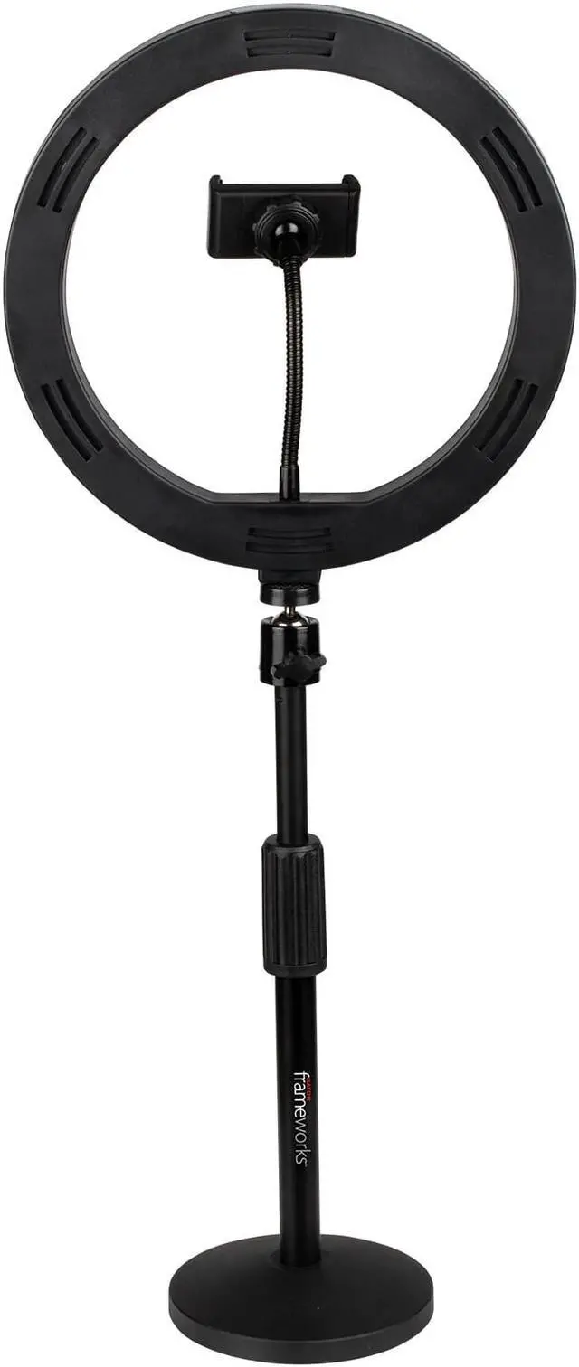 Alt view image 6 of 14 - Gator Frameworks GFW-RINGLIGHTDSKTP 10-Inch LED Ring Light Desktop Kit with Stand