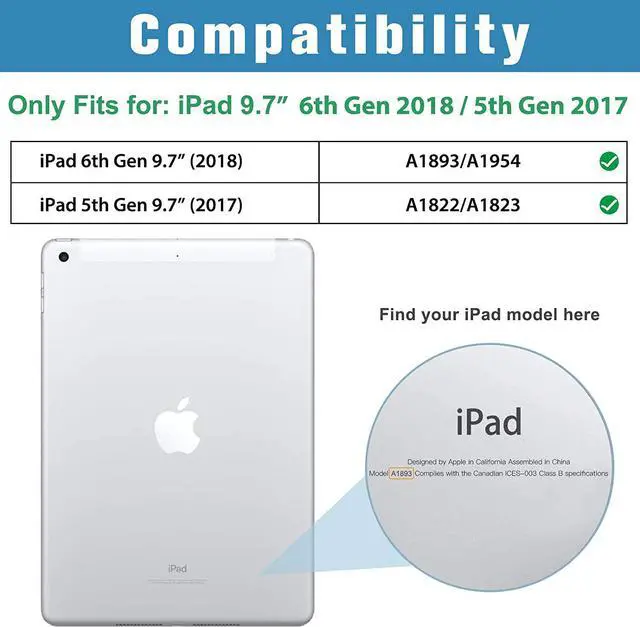 Alt view image 2 of 5 - Smart Case for iPad 9.7 Inch iPad 6th/5th Generation Case 2018 2017(Model: A1893 A1954 A1822 A1823) Ultra Slim Lightweight Stand Case with Translucent Frosted Back Cover -Black