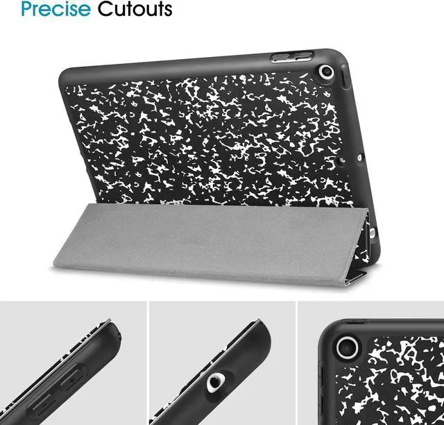 Alt view image 7 of 7 - Case with Pencil Holder for iPad Mini 5 2019 - [SlimShell] Lightweight Soft TPU Back Protective Smart Stand Cover with Auto Wake/Sleep for iPad Mini 5th Generation 7.9 Composition Book Black