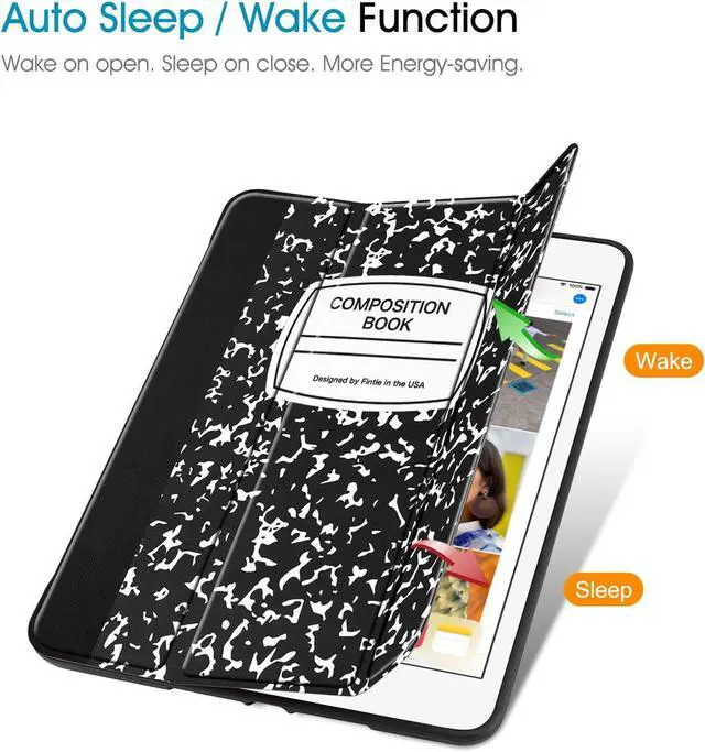 Alt view image 3 of 7 - Case with Pencil Holder for iPad Mini 5 2019 - [SlimShell] Lightweight Soft TPU Back Protective Smart Stand Cover with Auto Wake/Sleep for iPad Mini 5th Generation 7.9 Composition Book Black