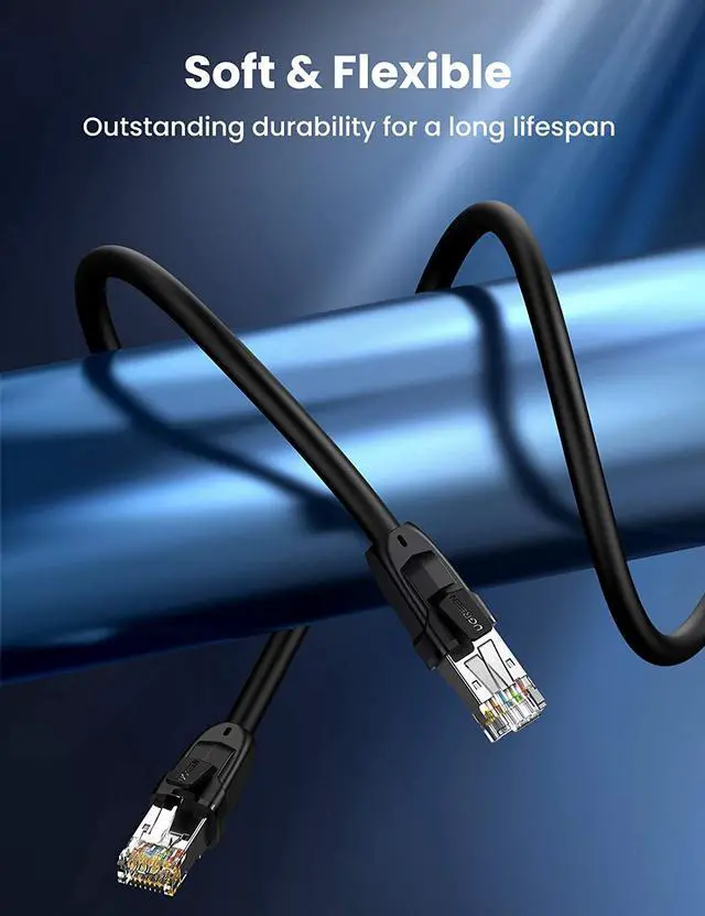 Alt view image 6 of 7 - UGREEN Cat 8 Ethernet Cable Cat8 RJ45 Network LAN Cord High Speed Compatible for Gaming PS5 PS4 Xbox One PS3 Modem Router PC Mac Laptop 25FT
