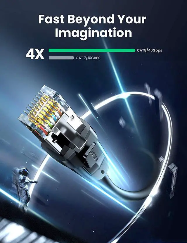 Alt view image 2 of 7 - UGREEN Cat 8 Ethernet Cable Cat8 RJ45 Network LAN Cord High Speed Compatible for Gaming PS5 PS4 Xbox One PS3 Modem Router PC Mac Laptop 25FT