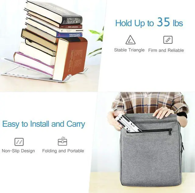 Alt view image 6 of 7 - Laptop Stand Laptop Holder Riser Computer Tablet Stand 6 Angles Adjustable Aluminum Ergonomic Foldable Portable Desktop Holder Compatible with 10-15.6 MacBook iPad HP   Silver