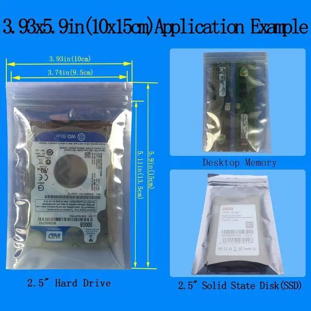 Alt view image 3 of 7 - Anti Static Bags ESD Bags 100pcs Mixed Sizes Antistatic Resealable Bags for 3.5 Hard Drive 2.5 Solid State Drive with Labels ESD Shielding Bags for Varieties of Electronic Device