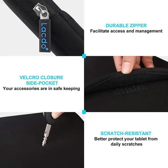 Alt view image 5 of 7 - Tablet Sleeve Case for 11 inch iPad A16 / 11 inch iPad Air M3 M2 / 11 inchs iPad Pro M4 / 10.9 iPad / 10.2 iPad / 10.9 ipad Air / 11 Inch  Galaxy Tab A9+ Bag Fit Magic Keyboard Black