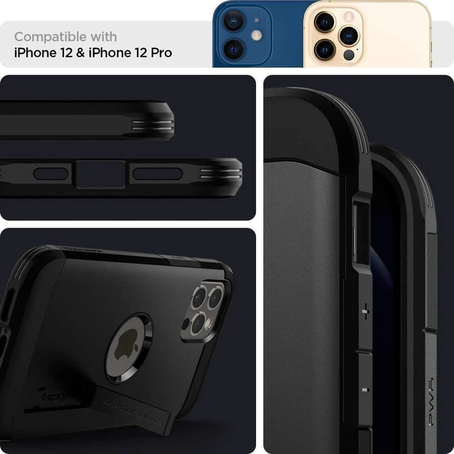 Alt view image 3 of 7 - for iPhone 12 Pro Case Tough Armor Case for iPhone 12 & 12 Pro - Black
