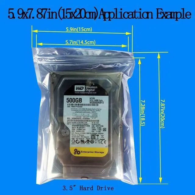 Alt view image 4 of 7 - Anti Static Bags ESD Bags 100pcs Mixed Sizes Antistatic Resealable Bags for 3.5 Hard Drive 2.5 Solid State Drive with Labels ESD Shielding Bags for Varieties of Electronic Device