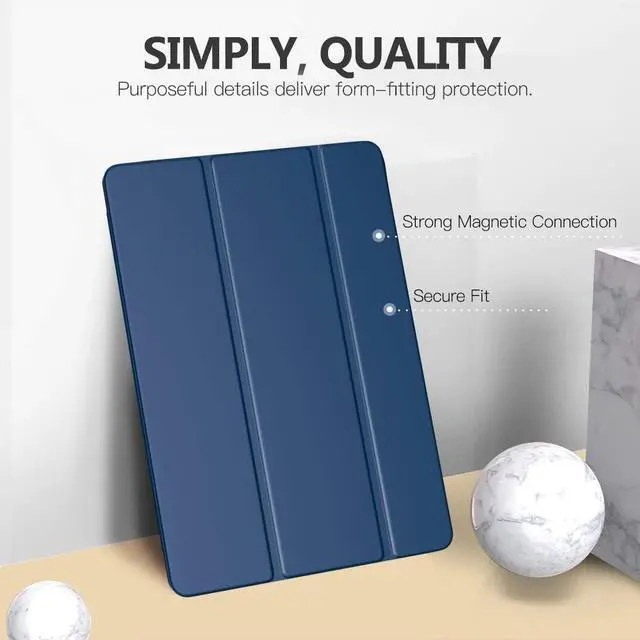 Alt view image 3 of 7 - Case for iPad 10.2 iPad 9th Generation 2021/ iPad 8th Generation 2020/ iPad 7th Generation 2019 Slim Stand Hard Back Shell Smart Cover Case for iPad 10.2 inch Auto Wake/Sleep Navy Blue