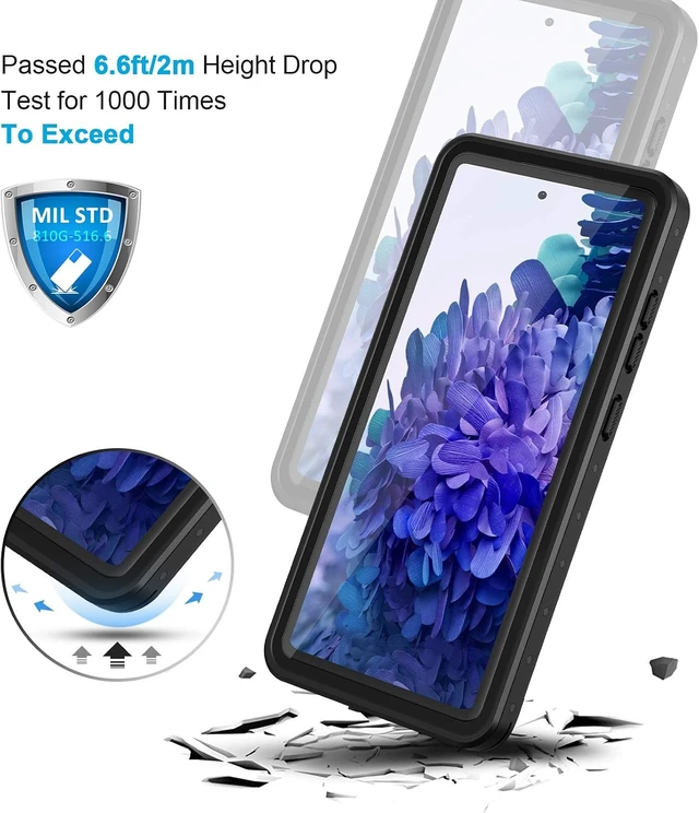 Alt view image 5 of 7 - for Galaxy S20 FE Case IP68 Waterproof Dustproof with Built-in Screen Protector Heavy Duty Full Body Protective Phone Case for Galaxy S20 FE 5G Black/Clear