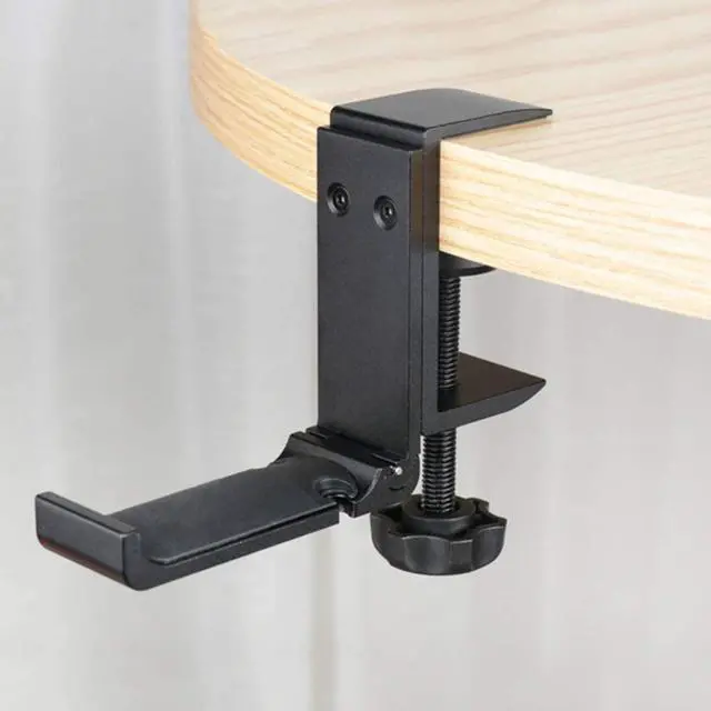 Main image of Goldmille Aluminum Headphone Stand Hanger Foldable with Cable Clip Headset Holder Clamp Hook Under Desk, Save Your Space While Working & Gaming