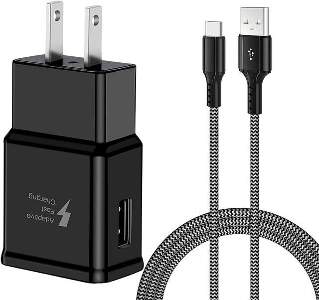 Adaptive Fast Charging Wall Charger Block with Nylon Braided USB Type C  Cable , Quick Charge  Adapter for Samsung Galaxy  S8/S9/S10/S10e/S20/Edge/Plus/Active, Note 8/9/10, LG G5/6/7 V20 (Black)  Personal Digital Assistant /