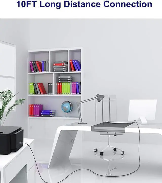 Alt view image 4 of 5 - AkoaDa USB A to USB B 3.0 Cable (10FT), Durable Nylon Braided Type A to B Male Cable Compatible with Printers, Monitor, Docking Station, External Hard Drivers, Scanner, USB Hub and More Devices(Grey)