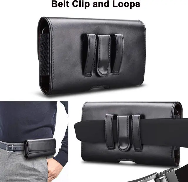 Alt view image 5 of 7 - Takfox Phone Holster for Samsung Galaxy Note 20 Ultra S24 Ultra S23+S21 S20 A13 A14 A15 A35 A02S A03S A32 A23 A54,iPhone 15 Pro Max 14 13 XR Leather Belt Clip Loops Phone Pouch Card Holder Case,Black