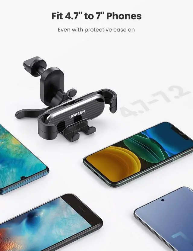 Alt view image 5 of 8 - UGREEN Car Phone Mount Retractable Air Vent Gravity Cell Phone Holder Cradle with Hook for iPhone 12 mini 12 Pro Max 11 XS XR X 8 Plus, Samsung S20 Ultra Note 20 10 S10 S9 S8 Plus, Mate 30 Pro, LG V40