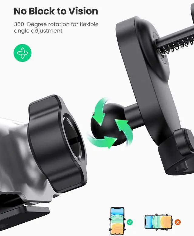 Alt view image 6 of 8 - UGREEN Car Phone Mount Retractable Air Vent Gravity Cell Phone Holder Cradle with Hook for iPhone 12 mini 12 Pro Max 11 XS XR X 8 Plus, Samsung S20 Ultra Note 20 10 S10 S9 S8 Plus, Mate 30 Pro, LG V40