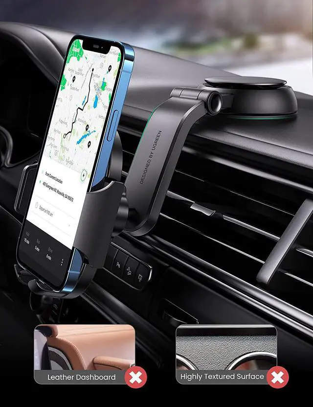 Alt view image 6 of 7 - UGREEN Car Phone Mount Dashboard Cell Phone Holder Compatible with iPhone 13 Pro Max, iPhone 12 11 Pro XR X XS Max 8 7 6 Plus 6S, Samsung Galaxy S20 S10 S9 S8 Plus Note 10 9 8